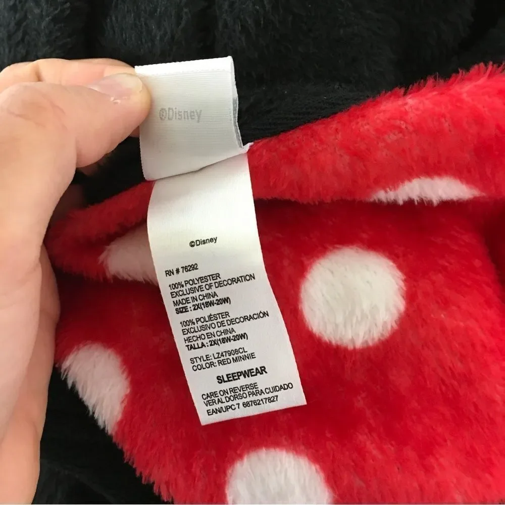 NEW Disney Minnie Mouse Fleece Hooded Onesie Sleepwear Costume 2X - Picture 12 of 13